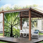 baratos Cortinas à prova d&#039;água-Cortina Externa Impermeável para Privacidade Cortina Deslizante para Pátio Cortinas de Pérgola com Olhal 3D Paisagem Florestal para Gazebo Varanda Alpendre Festa 1 Painel