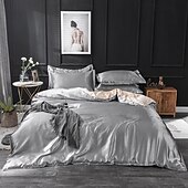cheap Sheets &amp; Pillowcase-Pure Color Washed Silk Ice Silk Satin Simulated Silk Four-piece Set Summer Home Textile Bedding
