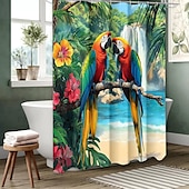 cheap Shower Curtains-Shower Curtain with Hooks 180cm*180cm(70&quot;*70&quot;) Polyester Machine Washable Waterproof Tropical Rainforest Flowers Pattern