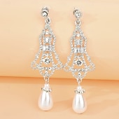 abordables Boucles d&#039;oreilles-Boucles d&#039;oreilles en alliage de diamant, boucles d&#039;oreilles en éventail, tempérament de mode, accessoires de robe de mariée, boucles d&#039;oreilles à tige en perles