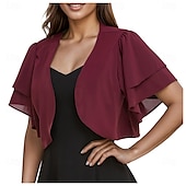 billige Brudesjaler-Kvinnes Wrap Elegant Solbeskyttelse Kortermet Chiffon Bryllupswraps Med Ren Farge Bryllup Sommer