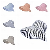 billige Hatter-solhatt for kvinner bred brem sommer upf50 uv-beskyttelsesstripe lett fottur utendørs caps
