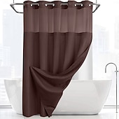 cheap Shower Curtains-Waffle Weave Shower Curtain 180cm*180cm(70&quot;*70&quot;) with Snap-in Fabric Liner Set, Solid Colored Hotel Style for Bathroom with Mesh Top Window