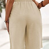 cheap Cotton Linen Shorts-Women&#039;s Cotton Linen Shorts Shorts Crop Streetwear Casual Knee Length Natural Plain Pocket Elastic Waist Outdoor Comfortable Outdoor Going out Light Sky Blue Black White Dark navy Summer Regular Fit