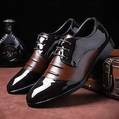 baratos Formal-sapatos oxford masculinos de couro envernizado preto e marrom – sapatos elegantes para banquetes e bailes de formatura para eventos formais