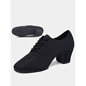 abordables Baskets de danse-Chaussures de danse plates à lacets en maille pour femmes avec semelle en caoutchouc antidérapante – chaussures d&#039;entraînement souples pour la danse de salon, l&#039;entraînement et la danse latine
