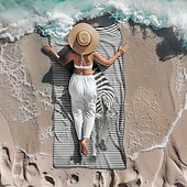 economico set di asciugamani da spiaggia-telo mare stampato, telo mare leggero e anti-sabbia ad asciugatura rapida, ideale per viaggi, piscina e uso all&#039;aperto
