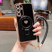 cheap Samsung Cases-Phone Case For Samsung Galaxy S21 FE S21 A14 A34 A53 A33 A23 A13 Back Cover with Wrist Strap Shockproof Retro TPU Plating