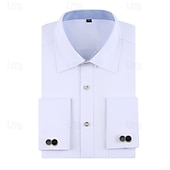 abordables Camisas de vestir para hombres-Hombre Camisa Camisa para Vestido Abotonar la camisa Línea Boda Diario Negro Blanco Amarillo Azul cielo Manga Larga Cuello Vuelto Primavera &amp; Otoño Ropa Bolsillo