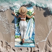 economico set di asciugamani da spiaggia-telo mare stampato, telo mare leggero e anti-sabbia ad asciugatura rapida, ideale per viaggi, piscina e uso all'aperto