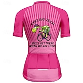cheap Women&#039;s Jerseys-Women&#039;s Cycling Jersey Graphic Stripes Short Sleeve Bike Tee Tshirt Jersey with 3 Rear Pockets Mountain Bike MTB Quick Dry Anatomic Design Wicking Breathable Sports Pink Blue Orange Clothing Apparel