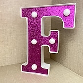 economico Luci decorative-Luci decorative con lettere viola da 16 cm, luci per feste, compleanno, Natale