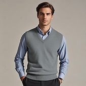 preiswerte Herren Pullover Weste-Herren Pullunder Pullover Kleid Pullover Weste Strickpullover Gerippt Stricken Standard Strick Glatt V Ausschnitt Modisch Brautkleider schlicht Freizeitskleidung Verabredung Bekleidung Herbst Winter