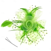 abordables Tocados-Tocados, sombrero de malla con flores para fiesta de té, tocado, velo, diadema para mujer, fiesta, boda