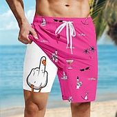 cheap Animals &amp; Birds-Men&#039;s Coconut Tree Funny Duck Lined Shorts 2 in 1 Board Shorts Swim Shorts Mid Waist Hawaiian Vacation Beach Wear Side Pockets With Compression Liner Elastic Drawstring Waist Designer Clothing Apparel