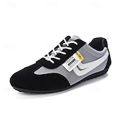 billiga Herrsneakers-Herr Sneakers PU Läder Nylon Andningsfunktion Bekväm Halksäker Snörning Brun Grå Sommar Vår