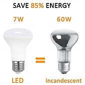 abordables Bombillas LED tipo globo-Bombilla LED E27 R63 de 7 W, 85-265 V, con efecto de bomba de baño, luz tipo hongo, equivalente a 60 W, blanca cálida, para el hogar, la sala de estar y el baño (6 unidades)