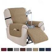 cheap Recliner Cover-100% Waterproof Reclining Couch Covers, Non Slip Covers for Recliner Chair with Pocket, Washable Reclining Chair Quilted Furniture Protector for Kids, Pets
