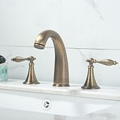 economico Rubinetti per lavandino bagno-Rubinetto per lavabo - Ampia diffusione Ottone Antico / Nichel spazzolato / Galvanizzato Rubinetto a tre fori Due maniglie tre foriBath Taps