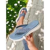 billiga Komfortsandaler-flip flop-sandaler för kvinnor med vadderad sula – avslappnade lätta slip-on skor för sommarpromenader och stranddagar