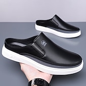 Недорогие Мужские клоги и мюли-мужские белые мюли — стильный дизайн слипонов с коричневыми акцентами, легкие и удобные для повседневной носки, неформальных выходов и путешествий