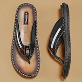 billige Ferietøfler-marineblå flip-flop-sandaler i imitert skinn for menn – myke og komfortable med stroppdetaljer, ideell for uformelle sommerdager, avslapning på stranden og ved bassenget
