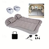 abordables Actividad al Aire Libre-Colchón inflable para 2 personas | Colchón inflable para automóvil para 2 personas | portátil, convertible para usar en el asiento trasero o el maletero | diseño acolchado gris con bomba &amp;Accesorios