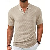 cheap Men&#039;s Classic Polo-Men&#039;s Golf Shirt Golf Polos Shirts Work Casual Lapel Short Sleeve Basic Modern Plain Jacquard Summer Regular Fit Black White Blue Khaki Golf Shirt