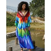 billige Kjoler-Halloween Kjoler Kaftan Stolthet Regnbue Fritid Voksne Dame Halloween Karneval Pride-parade Pride måned Enkle Halloween-kostymer Kle deg opp