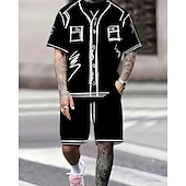 economico T-shirt set da uomo-Per uomo Completi T-shirt Outfit 2 pezzi Maglietta e pantaloncini Manica Corta Girocollo Estate Grafico Moda Casual 2 Pezzi Vacanza Abbigliamento quotidiano Uscire Nero Bianco Maglietta Top per Uomo