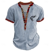 preiswerte Ethnischer Stil-Herren Grafik Stammes Henley Hemd Kurzarm 3D-Druck Mode Designer Basic Täglich Sommer Hellblau Schwarz Grün Khaki Henley Henley T-Shirt