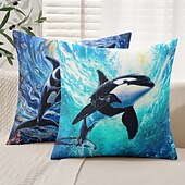 billige dyrestil-Havdyr dekorative kasteputer trekk 1PC mykt firkantet couch putevinkel putevar soverom stue sofa stol Orcinus orca