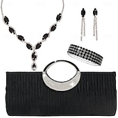 baratos Conjuntos de Jóias-conjunto de festa de coquetel da moda com pingentes, colares brilhantes gravados com diamantes, brincos e pulseiras para um conjunto de colar de festa criativo e luxuoso