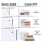 abordables stockage de bagages et de voyage-Lot de 18 sacs de compression sous vide réutilisables pour vêtements, couettes, oreillers, sacs de voyage