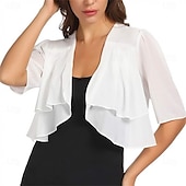 levne zábaly svatebních hostů-Ženský wrap elegantní ochrana proti slunci krátký rukáv chiffon svatební wrapy s čistou barvou pro svatbu v létě