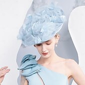 billige Partyhatter-hatter lin solhatt tallerken hatt topp hatt bryllup teselskap elegant bryllup med fjær skjøting hodeplagg hodeplagg