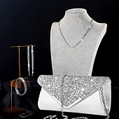 cheap Jewelry Sets-Simple Europe and the United States full diamond fashion all-in-one dinner package jewelry set necklace fringe earrings bracelet elastic four-piece set