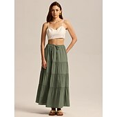 levne Spodní části-Retro Středověké Renesanční Po kotníky Sukně Cottagecore Pevná barva Dámské Fantazie Dovolená LARP Ren Faire Dospělé Sukně