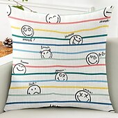 baratos Fronhas de Almofadas de Decoração-Sorriso Feliz Capas de Almofada Decorativas 1PC Almofada Quadrada Macia para Sofá para Quarto Sala de Estar Cadeira