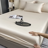 abordables Parures de draps-Drap-housse en soie glacée pièce unique housse de lit en soie glacée d&#039;été protège-matelas Simmons ensemble de trois pièces