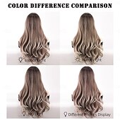 abordables Perruques Synthétiques Sans Bonnet-Perruque Synthétique Ondulé Ondulation profonde Coupe dégradée Avec frange Fabriqué à la Machine Perruque 24 pouces A1 Cheveux synthétiques Femmes Classique Confortable Cheveux Mèches / Balayage Blond