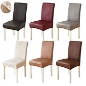 abordables Funda para silla de comedor-1/2/6 fundas elásticas para sillas de comedor y fundas antideslizantes impermeables de moda para sillas de comedor fundas simples de cuero artificial adecuadas para la decoración del hogar hotel