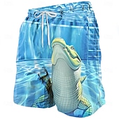 preiswerte Ozean-Druck-Herren Krokodil Ozean Meeresbewohner Badehosen Badeshorts Boardshorts Mittlere Taille Streetwear Hawaiianisch Strandurlaub Seitentaschen Netzfutter Elastischer Kordelzug in der Taille Designer