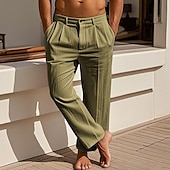 cheap Home-Men&#039;s Linen Pants Trousers Summer Pants Beach Pants Pocket Pleats Plain Comfort Breathable Vacation Daily Holiday Hawaiian Boho Black White