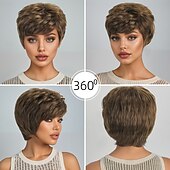 お買い得  古いかつら-人工毛ウィッグ ウェーブ アシメントリー・ヘアカット ディープパーティー 機械製 かつら 10 インチ A1 合成 女性用 クール クラシック 快適 マルチカラー