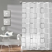 abordables Cortinas de ducha-Cortina de Ducha Forro PEVA Impermeable 12 Ganchos Decoración de Baño Estilo Nórdico Impresión de Triángulo/Cuadro de Playa y Océano