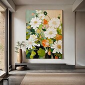 preiswerte Blumen-/Botanische Gemälde-großes Blumenlandschafts-Ölgemälde auf Leinwand, handgemaltes Pastell-Blumengemälde, Frühlingsblumen-Landschaftsgemälde, großes Wandbild, Blumengemälde für Wohnzimmer, Büro, Wanddekoration