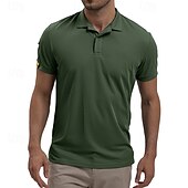 cheap Men&#039;s Classic Polo-Men&#039;s Golf Shirt Golf Polos Shirts Work Casual Lapel Short Sleeve Basic Modern Plain Patchwork Buttons Summer Regular Fit Blue Sky Blue Army Green Golf Shirt