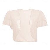 billige Brudesjaler-Kvinnes Wrap Elegant Solbeskyttelse Kortermet Chiffon Bryllupswraps Med Ren Farge Bryllup Sommer