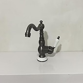 economico Classici-miscelatore monocomando per lavabo da bagno in ottone, rubinetti monocomando per lavabo a ponte rubinetto in ceramica, rubinetti monoforo per tubo flessibile freddo e caldo